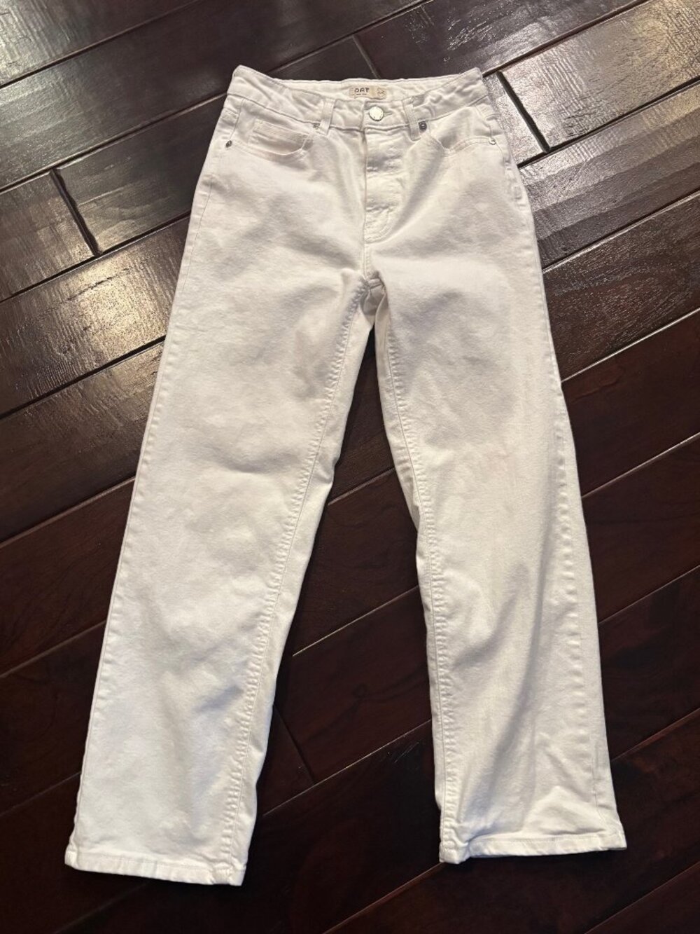 OAT New York White Jeans Straight High Rise Cropped Size 2